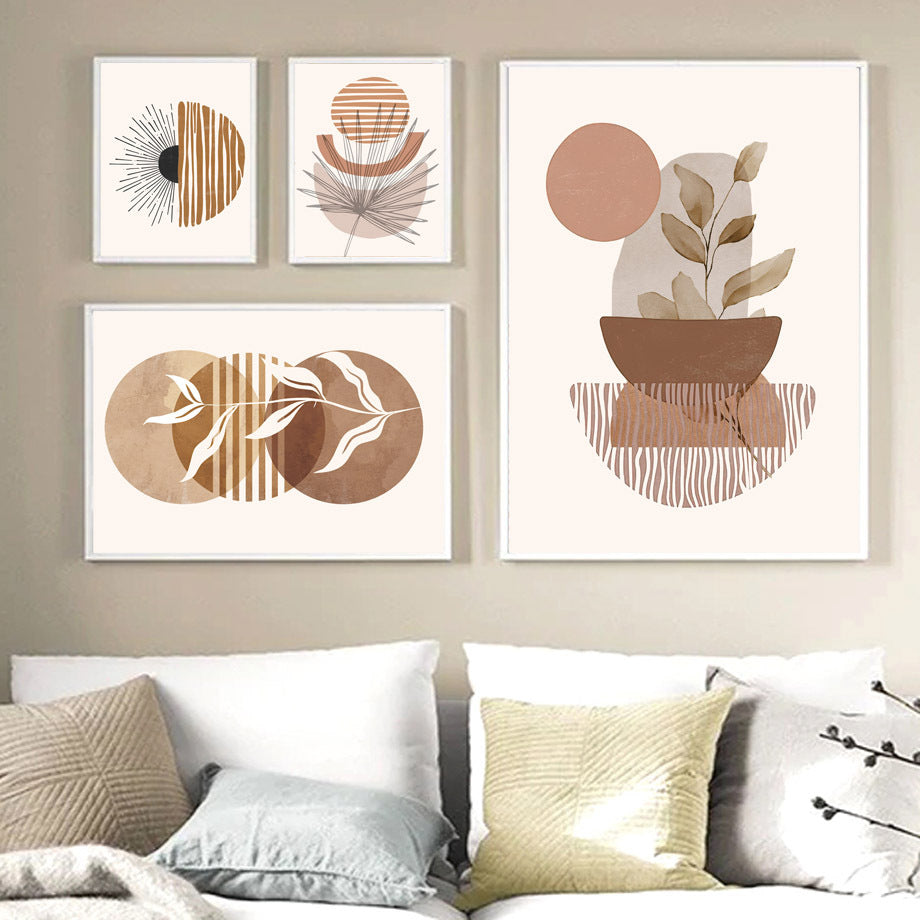 Line Leaves Geometric Abstract Boho Frames