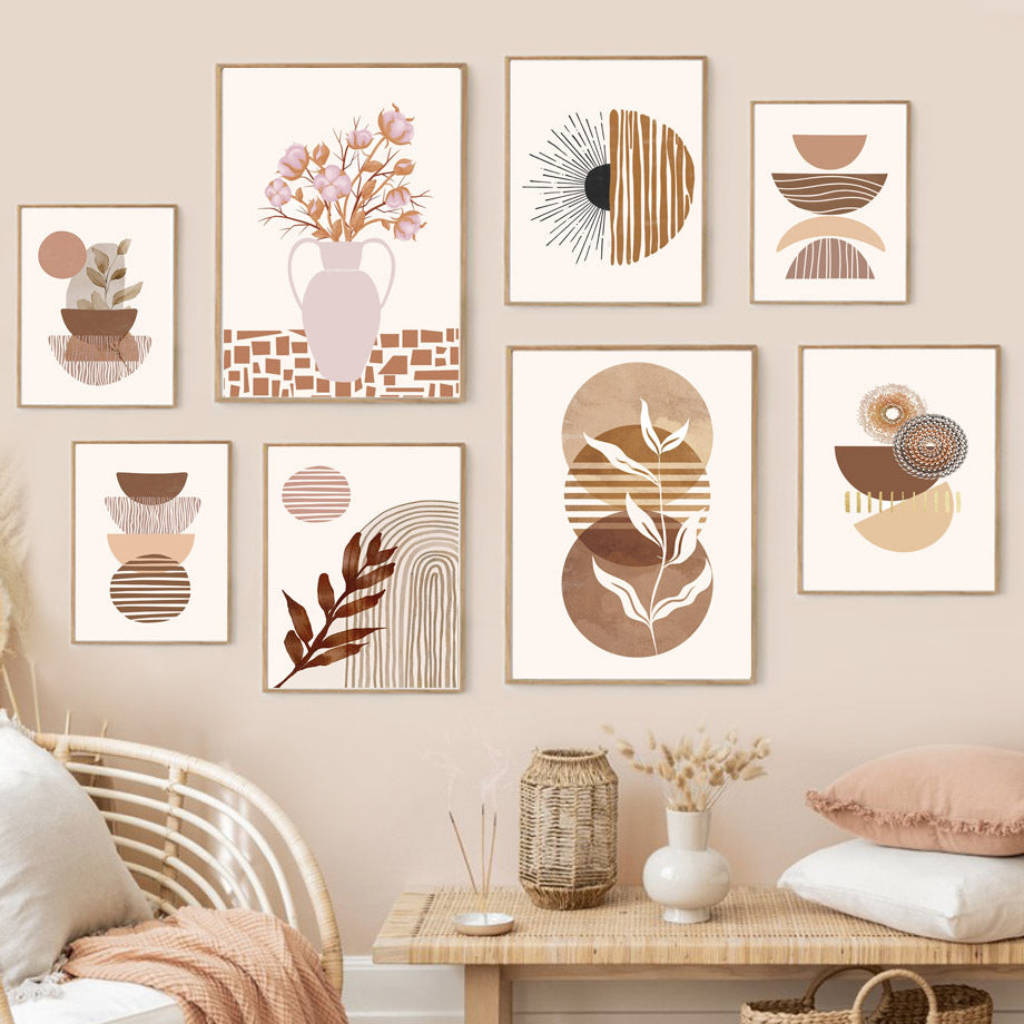 Line Leaves Geometric Abstract Boho Frames