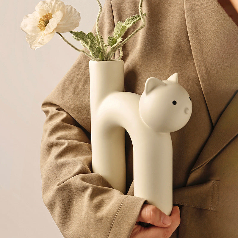 Cute Tube Cat Vase